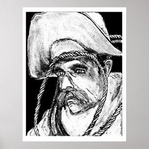 Póster Cowboy com Rope B&W 2 jGibney O MUSEUM Zazzle