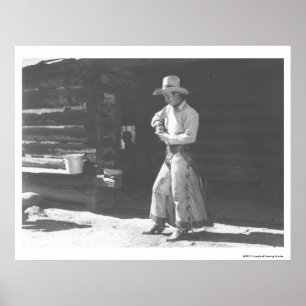 Poster Cowboy comendo de uma lata de amendoim Peter Pan.