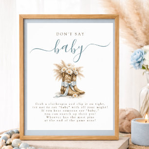 Poster Cowboy Coquette Bow Chá de Bebê Não Diga Bebê