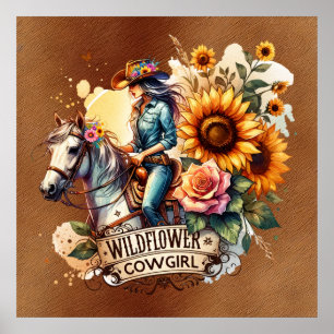 Poster Cowboy de flor selvagem ocidental