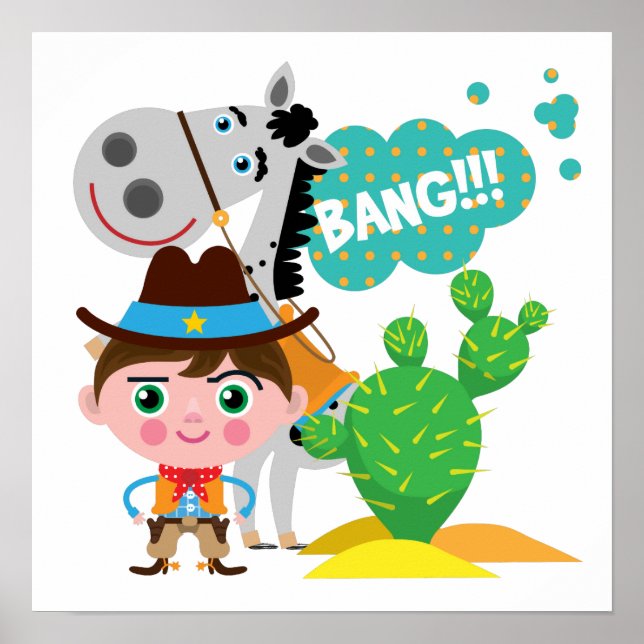 Póster Cowboy e Cavalo (Frente)