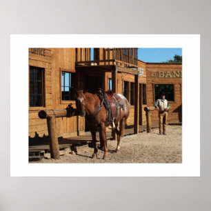 Póster Cowboy e cavalo no oeste selvagem, EUA