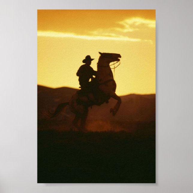 Póster Cowboy em Cavalo de Criação (Frente)