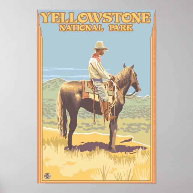 Póster Cowboy em Horseback - Nacional Yellowstone (Frente)
