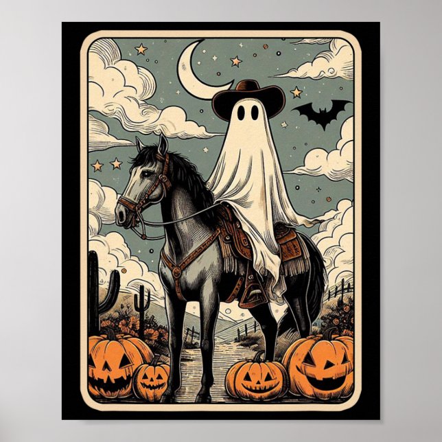 Poster Cowboy Fantasma Andando Cavalo Engraçado Tarot Car (Frente)