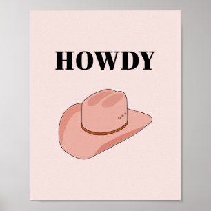 Poster Cowboy Hat Howdy Peach Boho