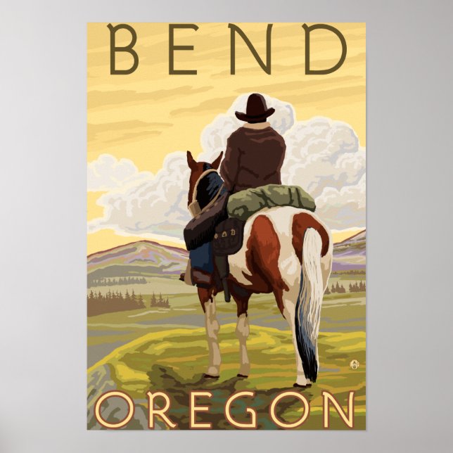 Poster Cowboy & Horse - Bend, Oregon (Frente)