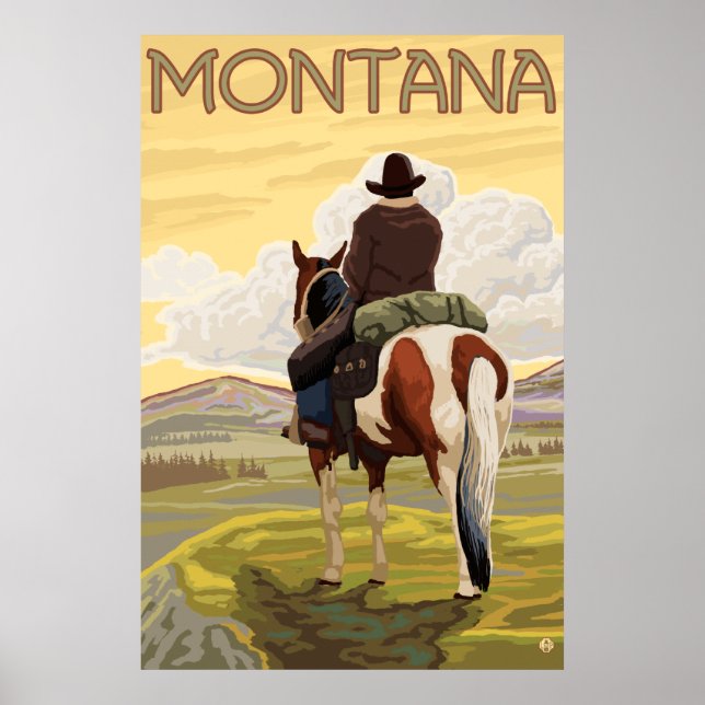 Póster Cowboy & Horse - Montana (Frente)