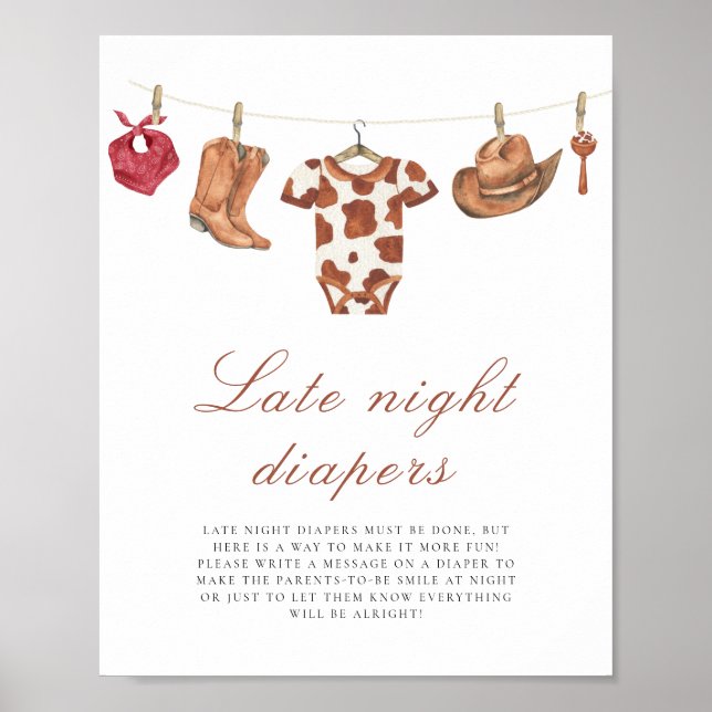 Poster Cowboy - Late night diapers game (Frente)