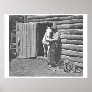 Póster Cowboy lendo uma carta.