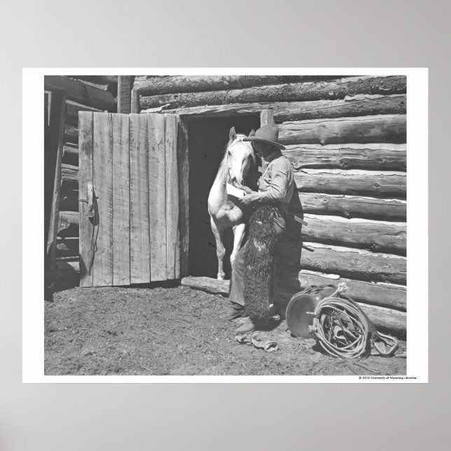 Póster Cowboy lendo uma carta. (Frente)