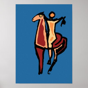 Poster Cowboy na Abstrato de Cavalo 2