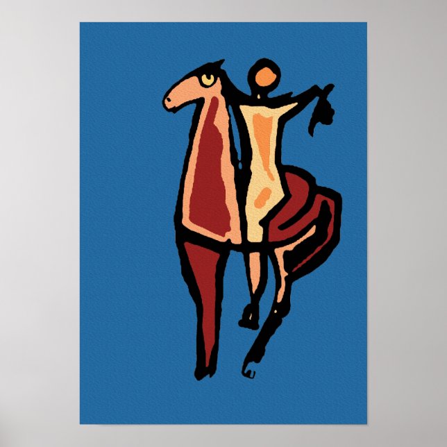 Poster Cowboy no cavalo Abstrato 2 (Frente)