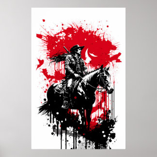 Poster Cowboy Numa Pintura De Cavalo