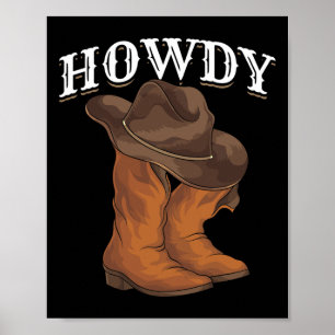 Poster Cowboy Ocidental Boots Cowboy Hat Howdy Cowboy