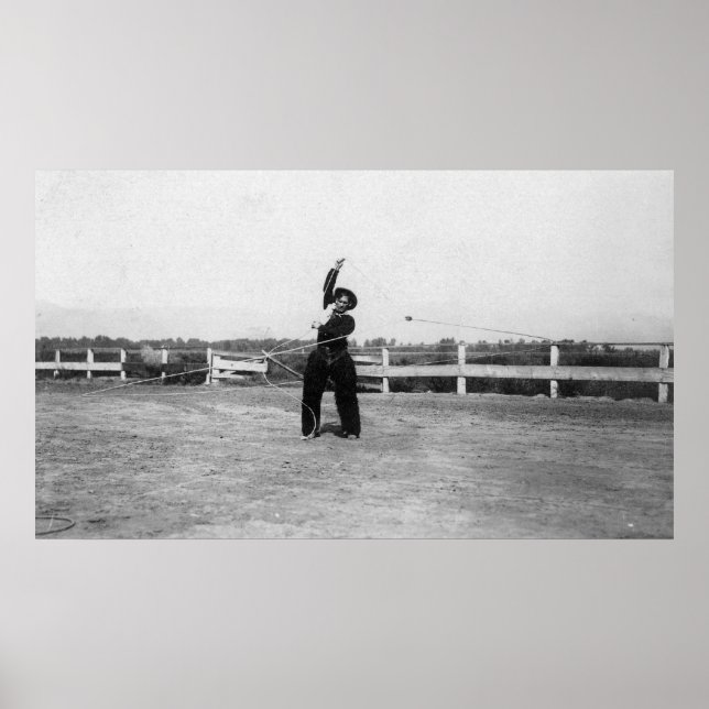 Poster Cowboy Praticando Suas Habilidades De Laço (Frente)