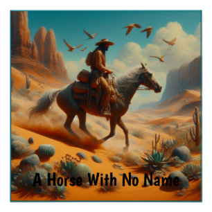 Póster Cowboy solitário no Deserto Canyon - Arte Surreal 