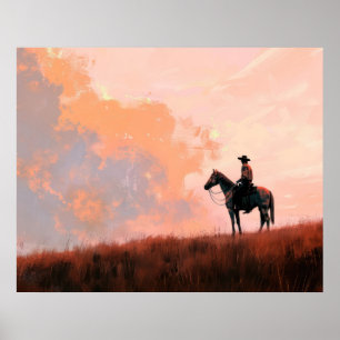 Poster Cowboy Sunrise Ocidental
