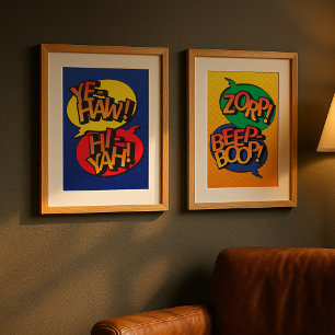 Poster Cowboy vs ninja pop art primário