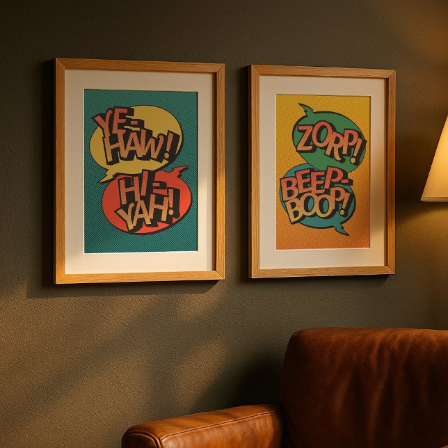 Poster Cowboy vs ninja pop art retrô (Criador carregado)