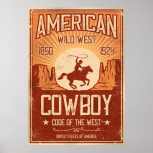 Poster Cowboy Wild West americano