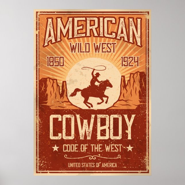 Poster Cowboy Wild West americano (Frente)