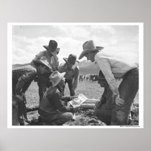 Poster Cowboys a olhar para uma revista