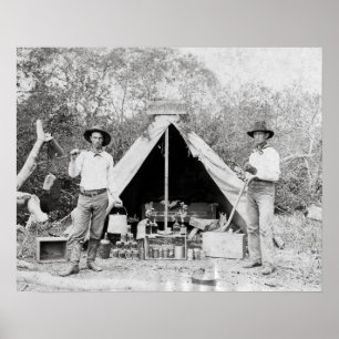 Póster Cowboys no Acampamento, 1890. Foto Antiga