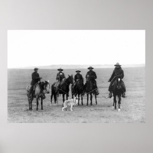 Póster Cowboys Roping a Cinza Wolf: 1887