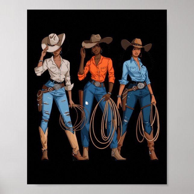 Poster Cowgirl Afro-Americana do País Ocidental (Frente)