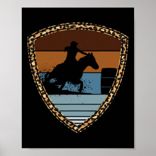 Poster Cowgirl Barrel Racing Horseback Riding Rodeo Ropin