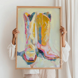 Poster Cowgirl Boots Painting Decor, Western Ranch