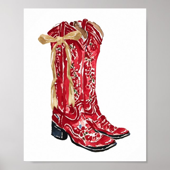 Poster Cowgirl Christmas Watercolor (Frente)