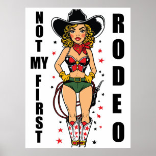 Poster Cowgirl com citação não é o meu primeiro rodeio