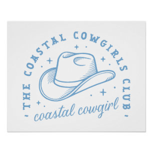 Póster Cowgirl costeira que faz estética azul da costa oe