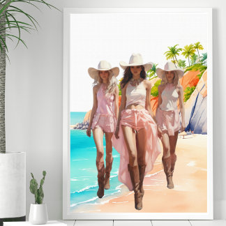 Poster Cowgirl Pastal Pink Trio Tropical
