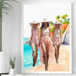 Poster Cowgirl Pastal Pink Trio Tropical