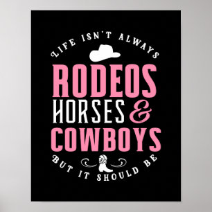 Poster Cowgirl Rodeo Horse Lover Cowboy Boots Hat