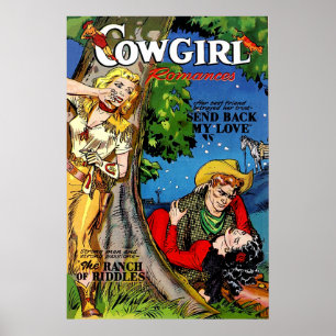 Poster Cowgirl Romance As Histórias em quadrinhos Da Vint