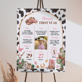 Poster Cowgirl Rosa Rosa Primeiro Ano - Marco Fotográfico