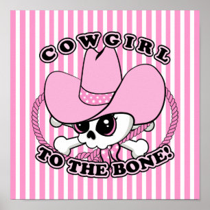 Poster Cowgirl Skull