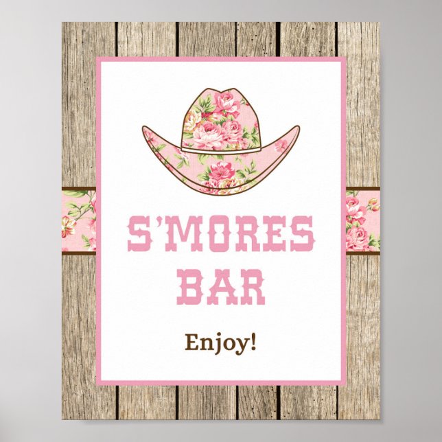 Poster Cowgirl Smores - Sinal de Bar (Frente)