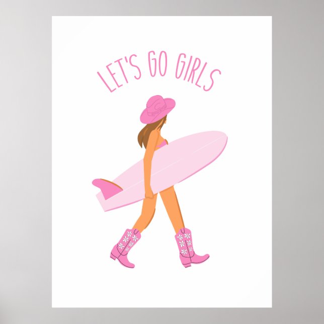 Poster Cowgirl Surfer Print (Frente)
