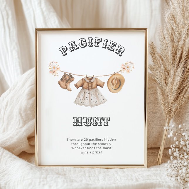 Poster Cowgirl Western Chá de fraldas Pacifier Hunt (Criador carregado)