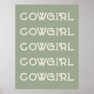 Poster Cowgirl Western Typografia Retro Ranch Cabin
