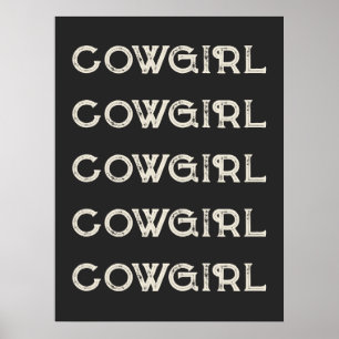 Poster Cowgirl Western Typografia Retro Ranch Cabin