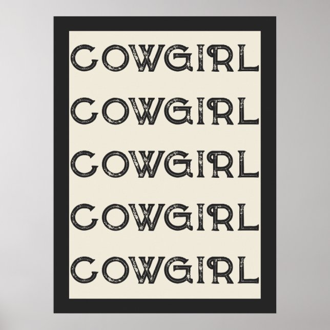 Poster Cowgirl Western Typografia Retro Ranch Cabin (Frente)