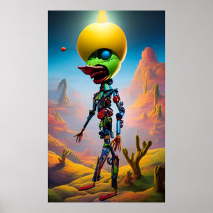 Poster Cowpoke de Chapéu Amarelo - Ken Gage Surreal Art