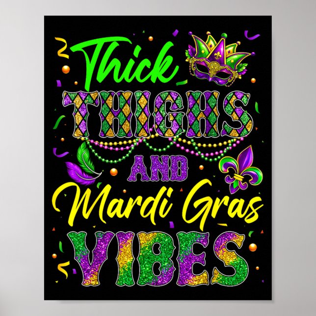 Poster Coxas Grossas E Vibrações De Mardi Gras Máscara Co (Frente)
