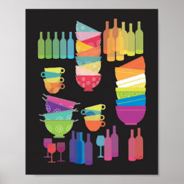 Poster Cozinha Arco-íris Moderno de Meados do Século Pret